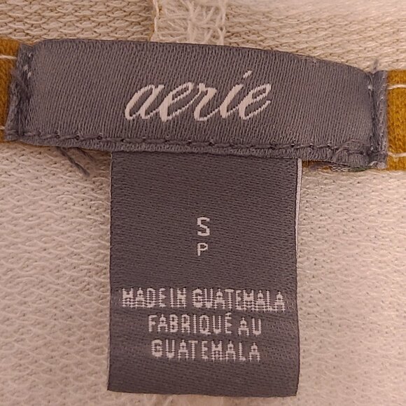 Aerie Women's Small Striped Hoodie Mustard Yellow White Long Sleeve Lightweight - Picture 7 of 13